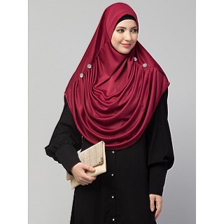 Instant jersey hijab with front gather - Maroon
